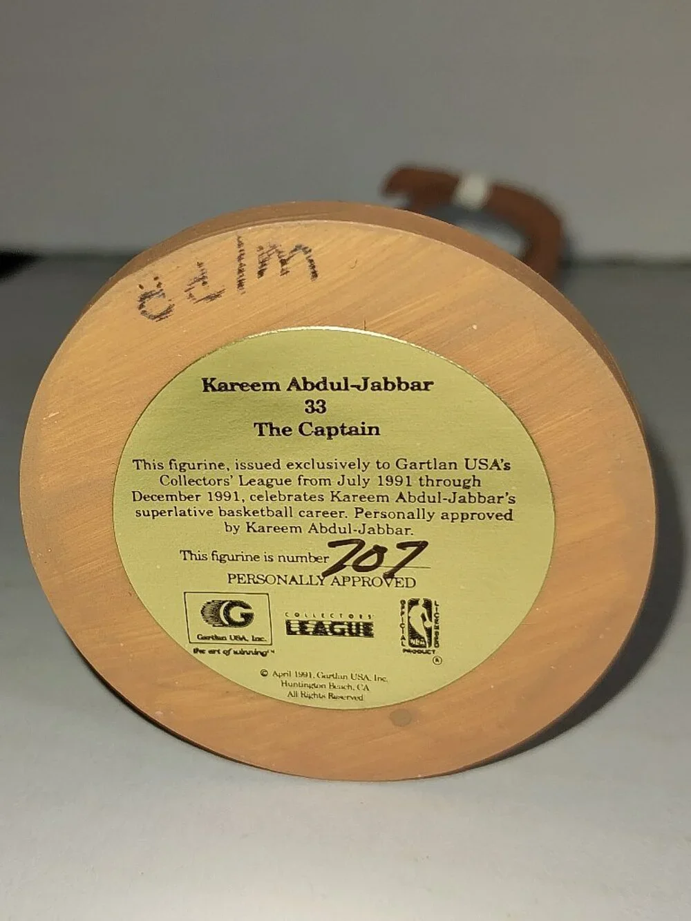 Gartlan USA Kareem Abdul-Jabbar 34 The Captain Figure with Purple Jersey